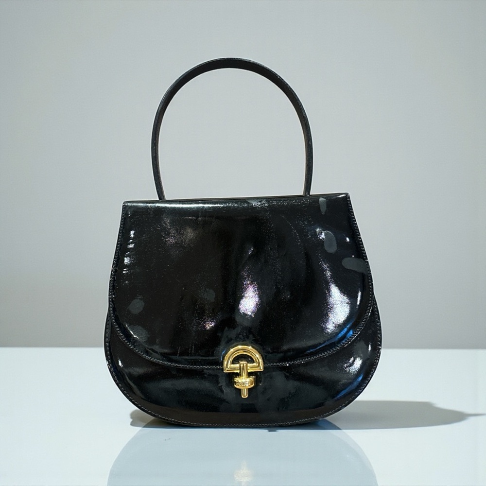 Céline Vintage Patent Leather Top Handle Bag – Black Patent Leather